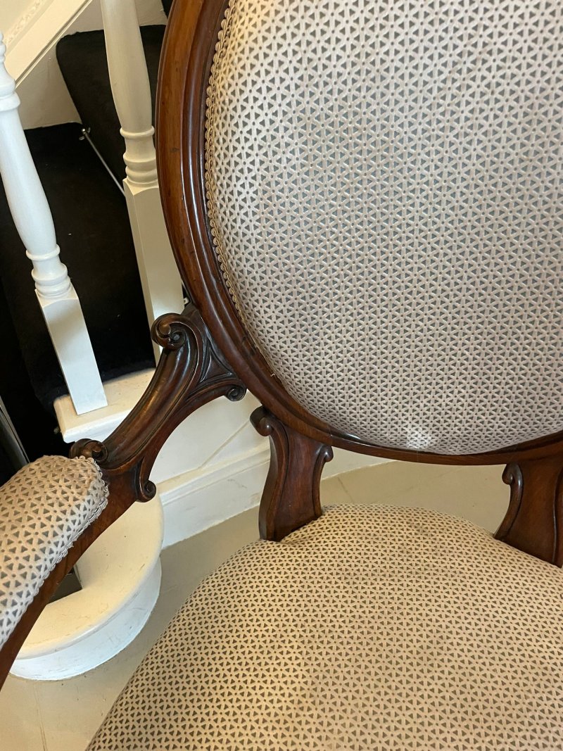 Antique Victorian Cameo Back Carved Walnut Sofa - Image 5